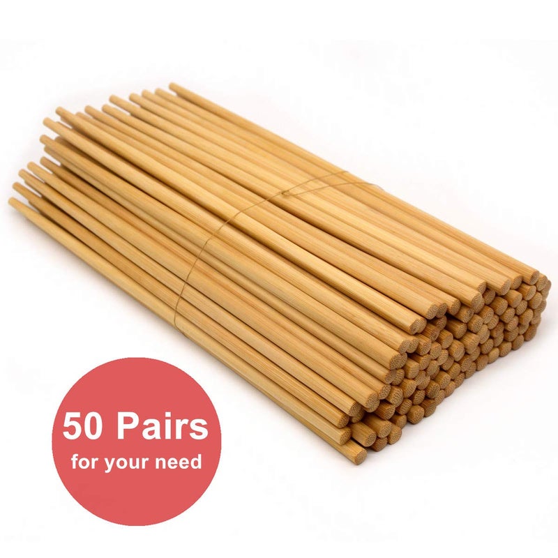 Bamber 50 Pairs Reusable Bamboo Chopsticks Chopstick Set - Image 2